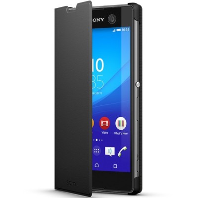 Oficiāls Sony Xperia M5 Style Cover Stand melns atvērams maciņš SCR48 / Vacins.lv