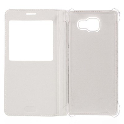 Samsung Galaxy A5 (2016) A510 baltas odinis atverčiamas dėklas su langeliu / Priedai.lt