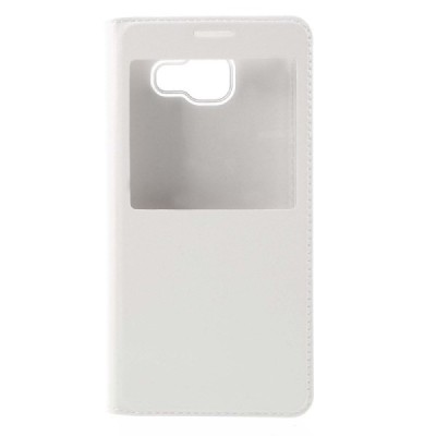 Samsung Galaxy A5 (2016) A510 baltas odinis atverčiamas dėklas su langeliu / Priedai.lt