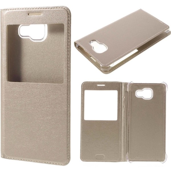 Atvēramais maciņš ar lodziņu - zelta (Galaxy A5 2016)