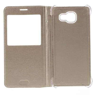 Samsung Galaxy A5 (2016) A510 zelta atvēramais maciņš ar lodziņu / Vacins.lv