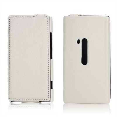 Nokia Lumia 920 klasisks ādas vertikāli atvēramais balts maciņš / Vacins.lv