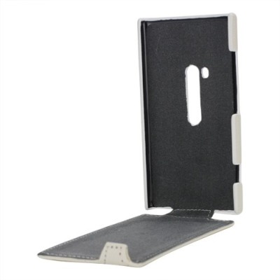 Nokia Lumia 920 klasisks ādas vertikāli atvēramais balts maciņš / Vacins.lv