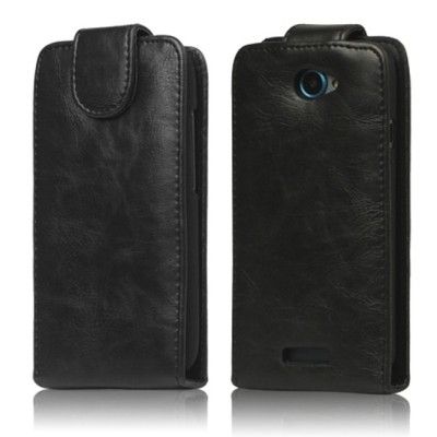 Atverčiamas HTC One S juodas odinis dėklas / Priedai.lt