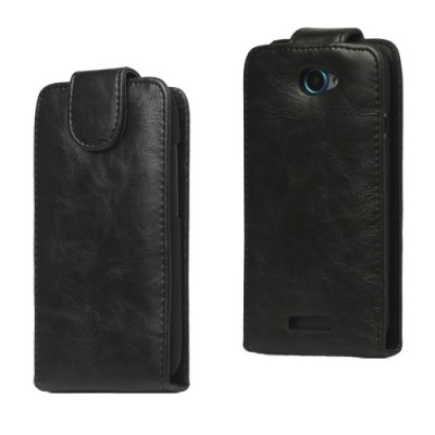 Atverčiamas HTC One S juodas odinis dėklas / Priedai.lt