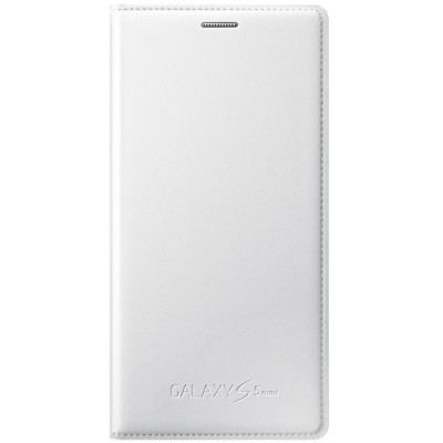 Samsung Galaxy S5 mini (G800) oficiāls Flip Cover atvērams balts ādas maciņš (maks) / Vacins.lv
