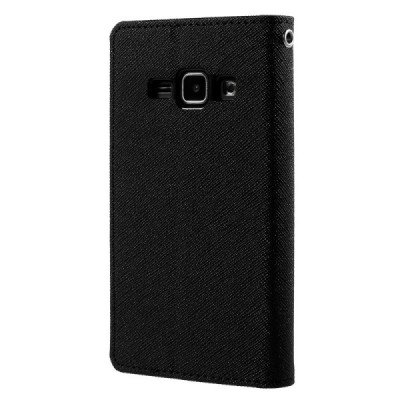 Samsung Galaxy J1 (J100) Mercury atvērams melns maciņš (maks) / Vacins.lv