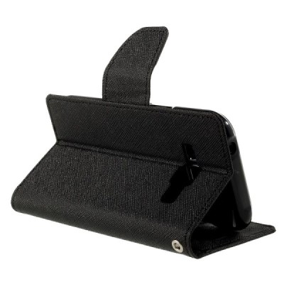 Samsung Galaxy J1 (J100) Mercury atvērams melns maciņš (maks) / Vacins.lv