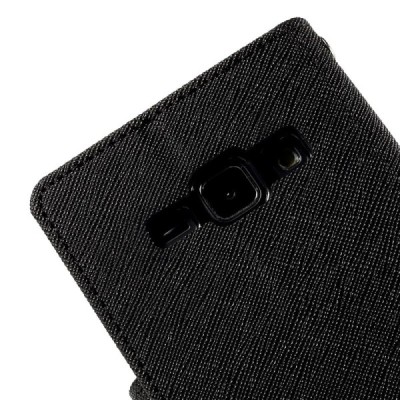 Samsung Galaxy J1 (J100) Mercury atvērams melns maciņš (maks) / Vacins.lv