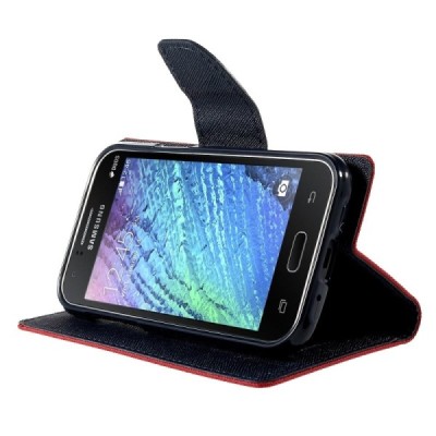 Samsung Galaxy J1 (J100) Mercury atvērams sarkans maciņš (maks) / Vacins.lv