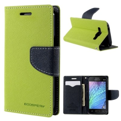 Samsung Galaxy J1 (J100) Mercury atvērams zaļš maciņš (maks) / Vacins.lv