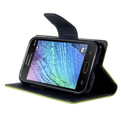 Samsung Galaxy J1 (J100) Mercury atvērams zaļš maciņš (maks) / Vacins.lv