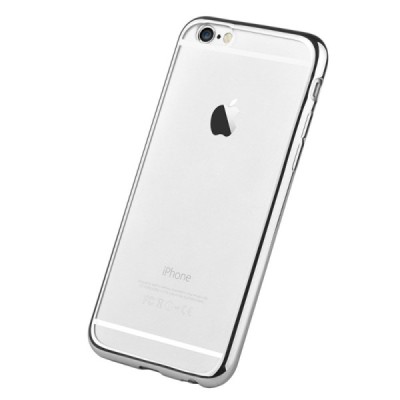 Apple iPhone 6s Plus elegants „Devia“ Glitter dzidrs (caurspīdīgs) silikona apvalks (apmales sudrabā krāsā) ar ekrāna aizsargsti