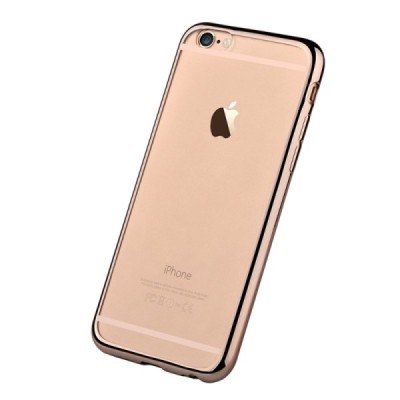 Apple iPhone 6 Plus (6s Plus) „Devia“ Glitter Case TPU silikoninis skaidrus permatomas itin plonas dėklas su auksiniu rėmeliu ir