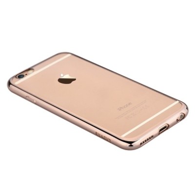Apple iPhone 6 Plus (6s Plus) „Devia“ Glitter Case TPU silikoninis skaidrus permatomas itin plonas dėklas su auksiniu rėmeliu ir