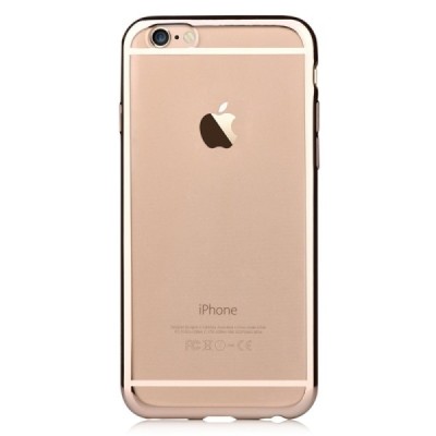 Apple iPhone 6 Plus (6s Plus) „Devia“ Glitter Case TPU silikoninis skaidrus permatomas itin plonas dėklas su auksiniu rėmeliu ir