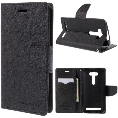 Asus Zenfone 2 Laser 5.0 (ZE500KL, ZE500KG) Mercury juodas atverčiamas dėklas - piniginė / Priedai.lt