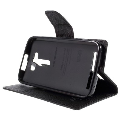 Asus Zenfone 2 Laser 5.0 (ZE500KL, ZE500KG) Mercury juodas atverčiamas dėklas - piniginė / Priedai.lt