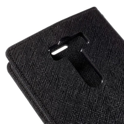 Asus Zenfone 2 Laser 5.0 (ZE500KL, ZE500KG) Mercury juodas atverčiamas dėklas - piniginė / Priedai.lt