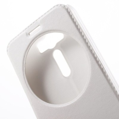 Asus Zenfone 2 Laser 5.0 (ZE500KL, ZE500KG) balts atvēramais View Window ādas maciņš / Vacins.lv