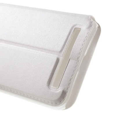 Asus Zenfone 2 Laser 5.0 (ZE500KL, ZE500KG) balts atvēramais View Window ādas maciņš / Vacins.lv