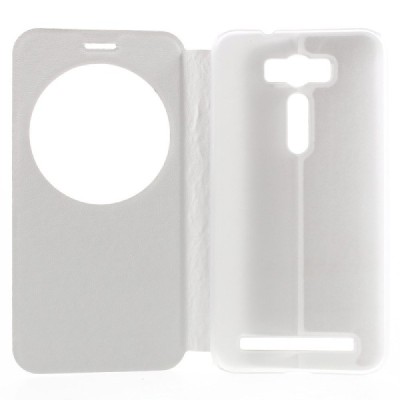 Asus Zenfone 2 Laser 5.0 (ZE500KL, ZE500KG) balts atvēramais View Window ādas maciņš / Vacins.lv