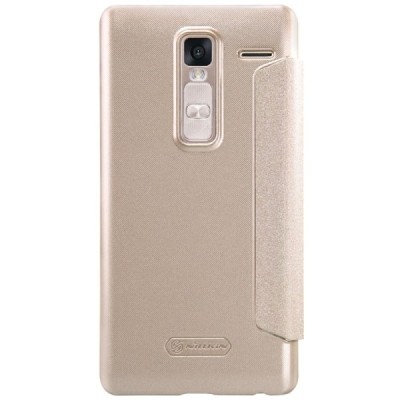 LG Zero (H650E) auksinis odinis atverčiamas Nillkin Sparkle dėklas / Priedai.lt