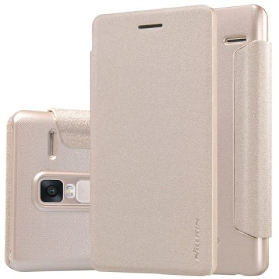 LG Zero (H650E) auksinis odinis atverčiamas Nillkin Sparkle dėklas / Priedai.lt