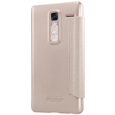 LG Zero (H650E) auksinis odinis atverčiamas Nillkin Sparkle dėklas / Priedai.lt