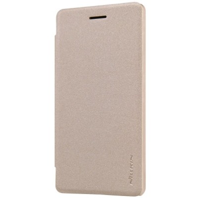 LG Zero (H650E) auksinis odinis atverčiamas Nillkin Sparkle dėklas / Priedai.lt