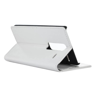 LG Zero (H650E) atverčiamas baltas odinis dėklas - piniginė / Priedai.lt