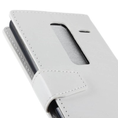 LG Zero (H650E) atverčiamas baltas odinis dėklas - piniginė / Priedai.lt