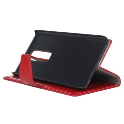 LG Zero (H650E) atverčiamas raudonas odinis dėklas - piniginė / Priedai.lt