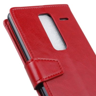 LG Zero (H650E) atverčiamas raudonas odinis dėklas - piniginė / Priedai.lt