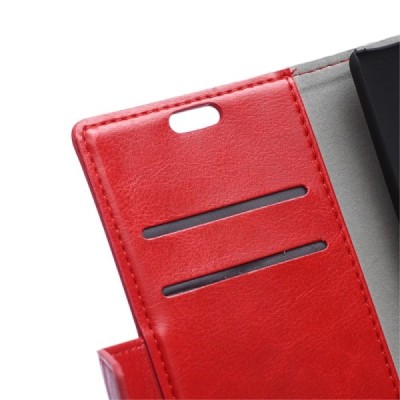 LG Zero (H650E) atverčiamas raudonas odinis dėklas - piniginė / Priedai.lt