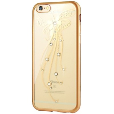 Apple iPhone 6 (6s) „JLW“ Butterfly elegantiškas silikoninis TPU dėklas su auksiniais apvadais / Priedai.lt