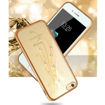 Apple iPhone 6s elegants „JLW“ Butterfly silikona TPU (apmales zeltā krāsā) dzidrs apvalks / Vacins.lv