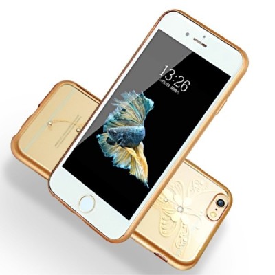 Apple iPhone 6s elegants „JLW“ Butterfly silikona TPU (apmales zeltā krāsā) dzidrs apvalks / Vacins.lv