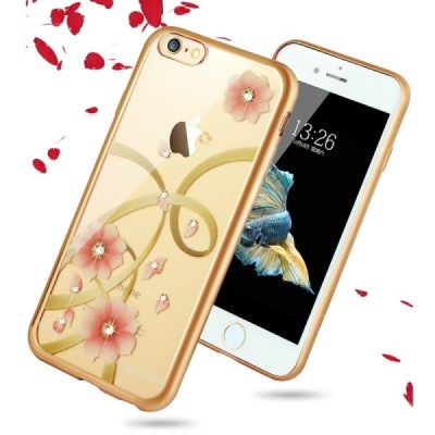 Apple iPhone 6s „JLW“ Charming Orchid elegantiškas silikoninis TPU dėklas su auksiniais apvadais / Priedai.lt