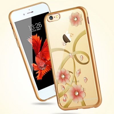 Apple iPhone 6s „JLW“ Charming Orchid elegantiškas silikoninis TPU dėklas su auksiniais apvadais / Priedai.lt