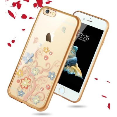 Apple iPhone 6s elegants „JLW“ Colorful Florets silikona TPU (apmales zeltā krāsā) dzidrs apvalks / Vacins.lv