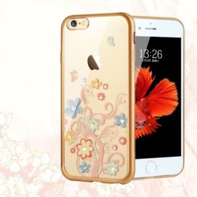 Apple iPhone 6s elegants „JLW“ Colorful Florets silikona TPU (apmales zeltā krāsā) dzidrs apvalks / Vacins.lv
