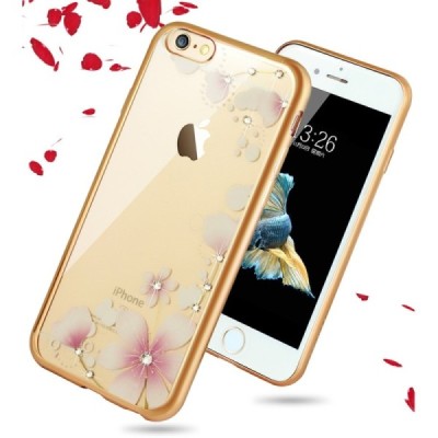 Apple iPhone 6s „JLW“ Magnolia elegantiškas silikoninis TPU dėklas su auksiniais apvadais / Priedai.lt