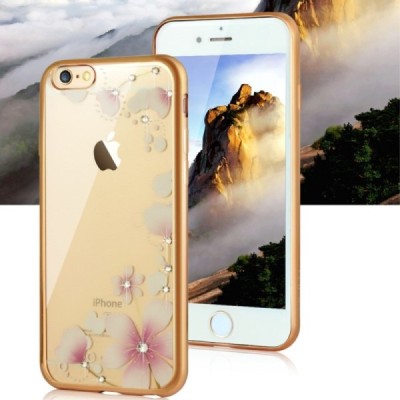 Apple iPhone 6s „JLW“ Magnolia elegantiškas silikoninis TPU dėklas su auksiniais apvadais / Priedai.lt