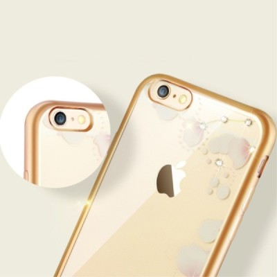 Apple iPhone 6s „JLW“ Magnolia elegantiškas silikoninis TPU dėklas su auksiniais apvadais / Priedai.lt