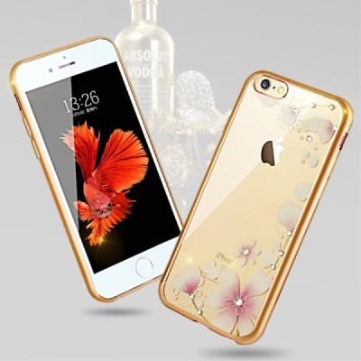 Apple iPhone 6s „JLW“ Magnolia elegantiškas silikoninis TPU dėklas su auksiniais apvadais / Priedai.lt