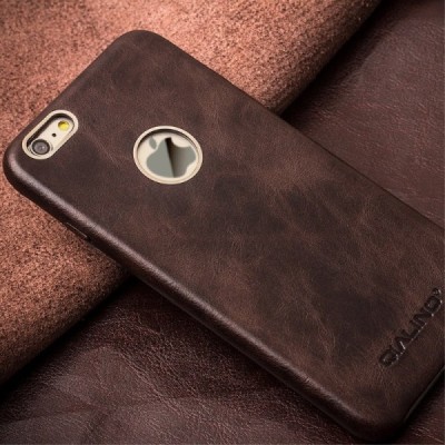 Apple iPhone 6s „QIALINO“ Slim Leather tumši brūns ādas apvalks / Vacins.lv