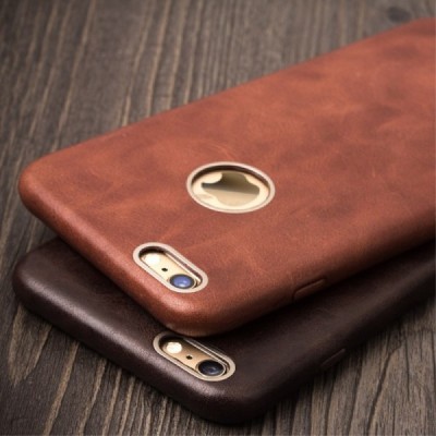 Apple iPhone 6s „QIALINO“ Slim Leather tumši brūns ādas apvalks / Vacins.lv