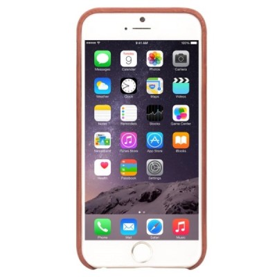 „QIALINO“ Genuine Leather Apple iPhone 6s šviesiai rudas odinis dėklas - nugarėlė su kišenėle kortelėms / Priedai.lt