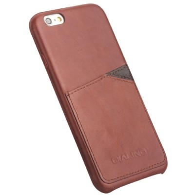 „QIALINO“ Genuine Leather Apple iPhone 6s šviesiai rudas odinis dėklas - nugarėlė su kišenėle kortelėms / Priedai.lt